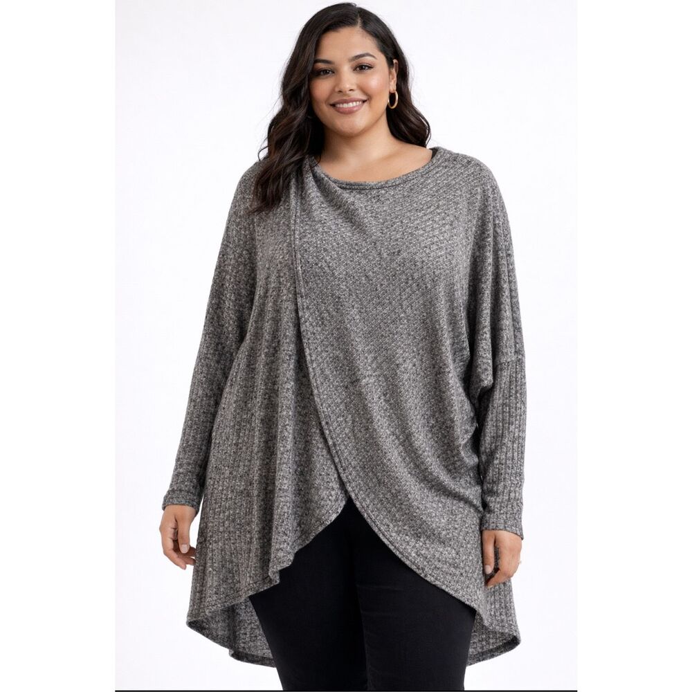Camille & Co. Dolman Sleeve Faux Wrap Tunic Top Size L